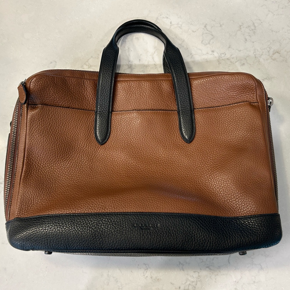 Coach black & brown briefcase laptop bag